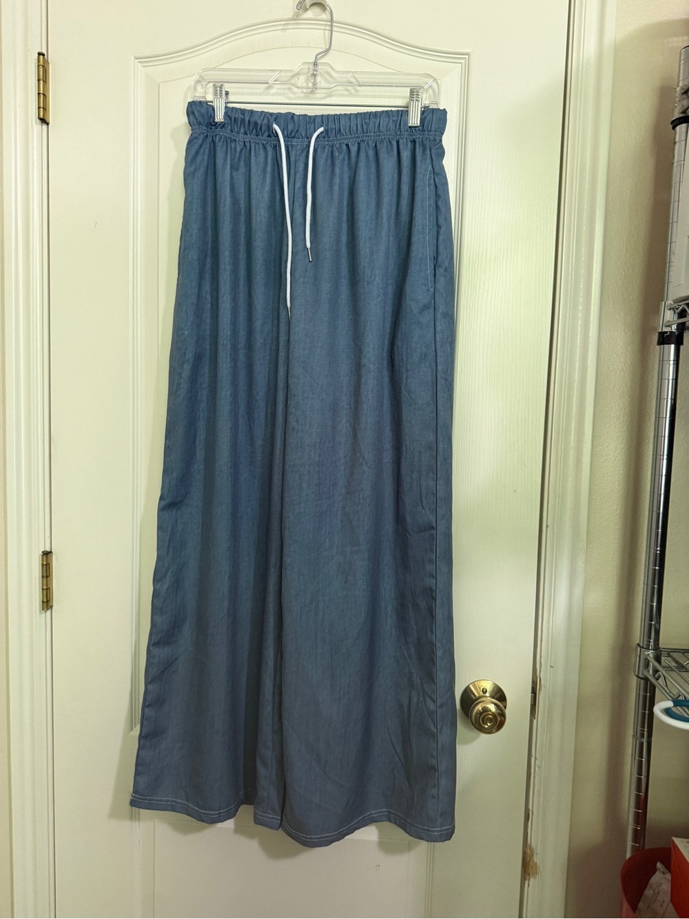 Women's Drawstring Wide Leg Pants - Blue NWOT